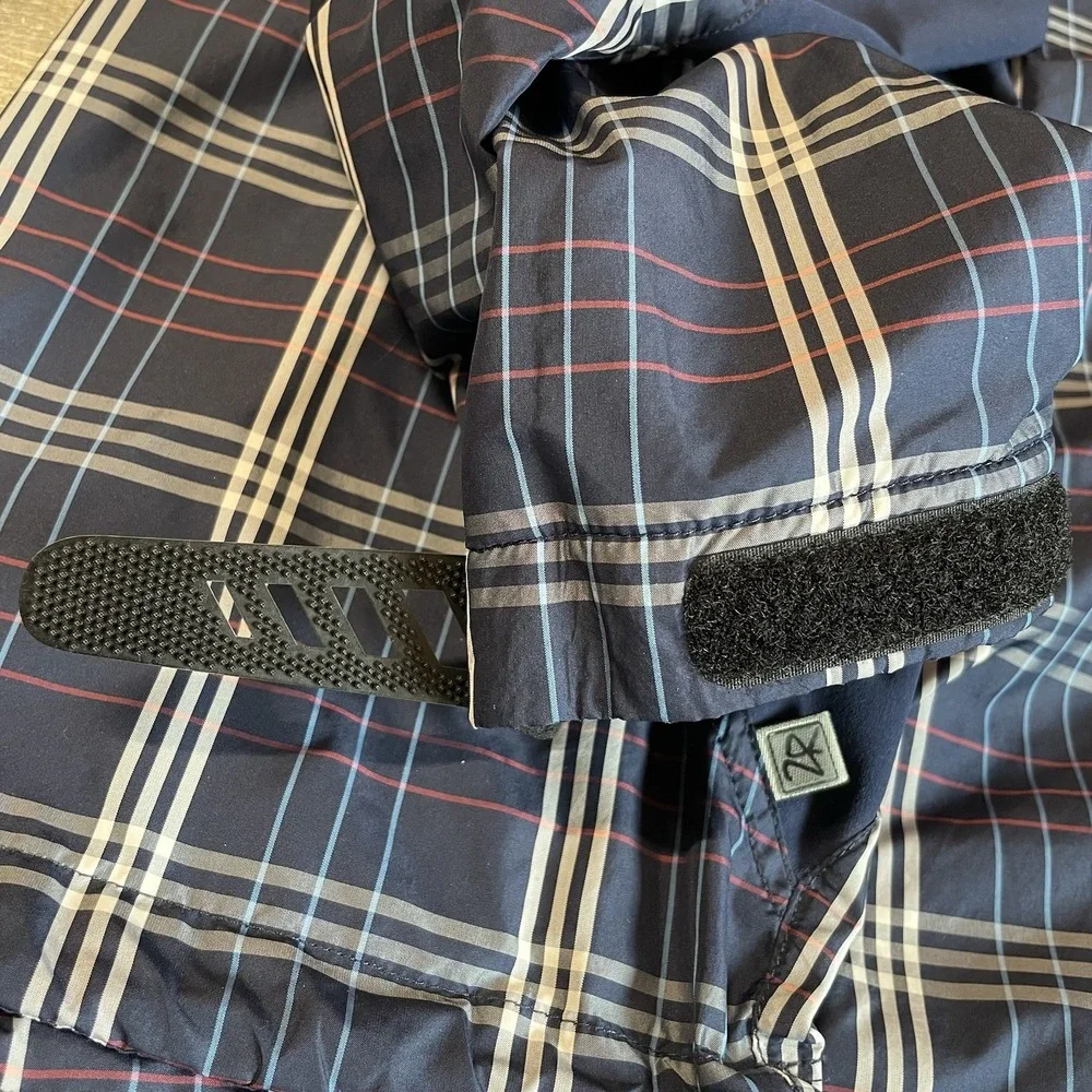 Zero Restriction Mens‎ 2XL Pullover Jacket Navy Plaid Tour Series 1/4 Zip Cinch